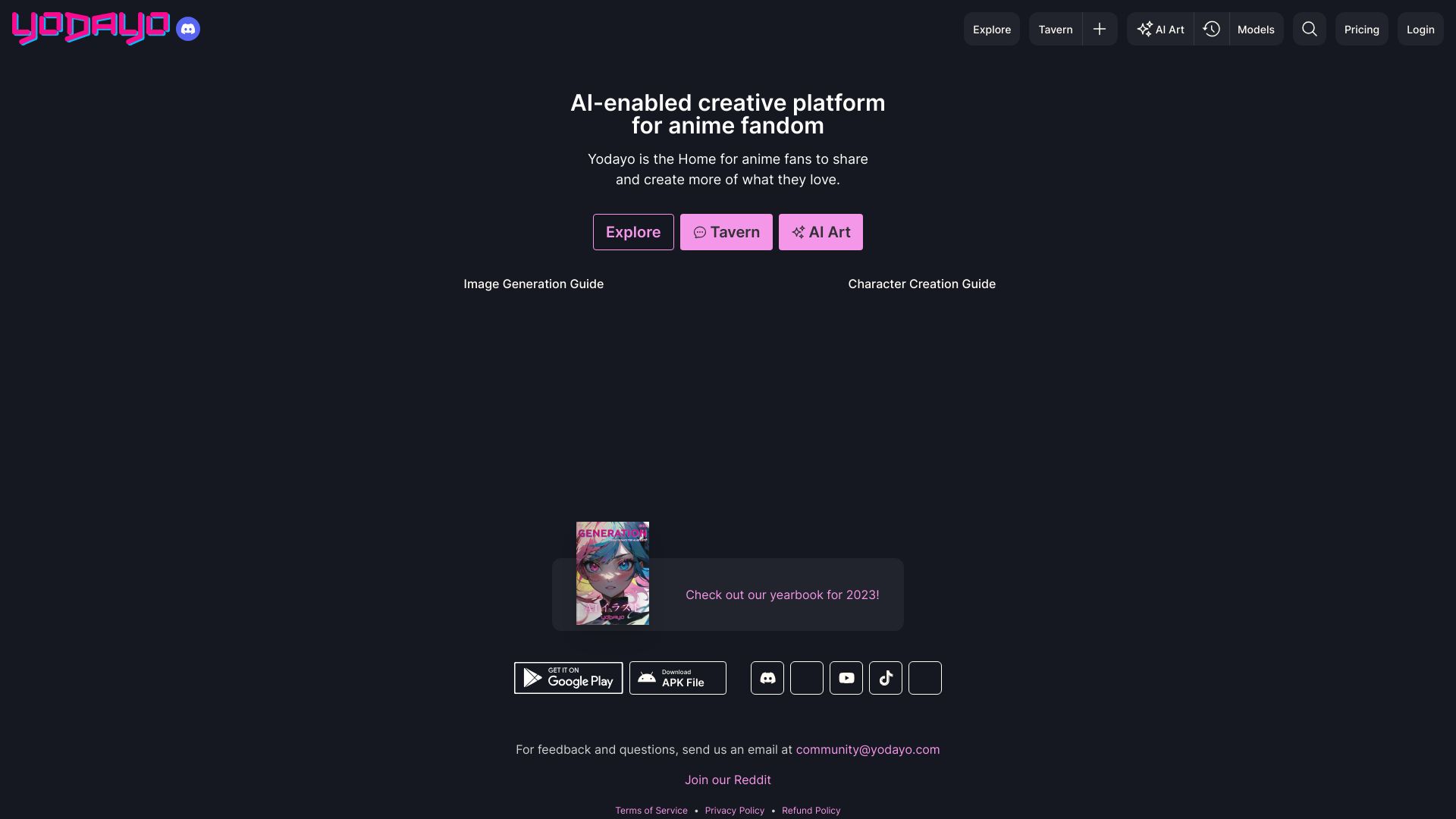 Yodayo AI screenshot