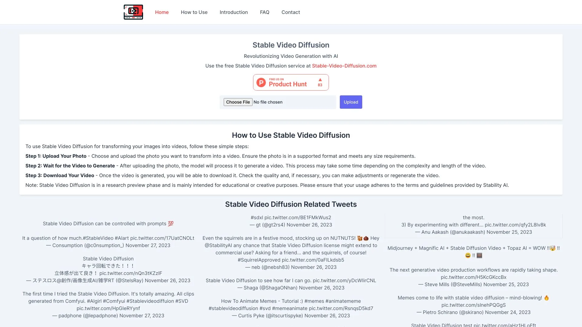 Stable Video Diffusion screenshot