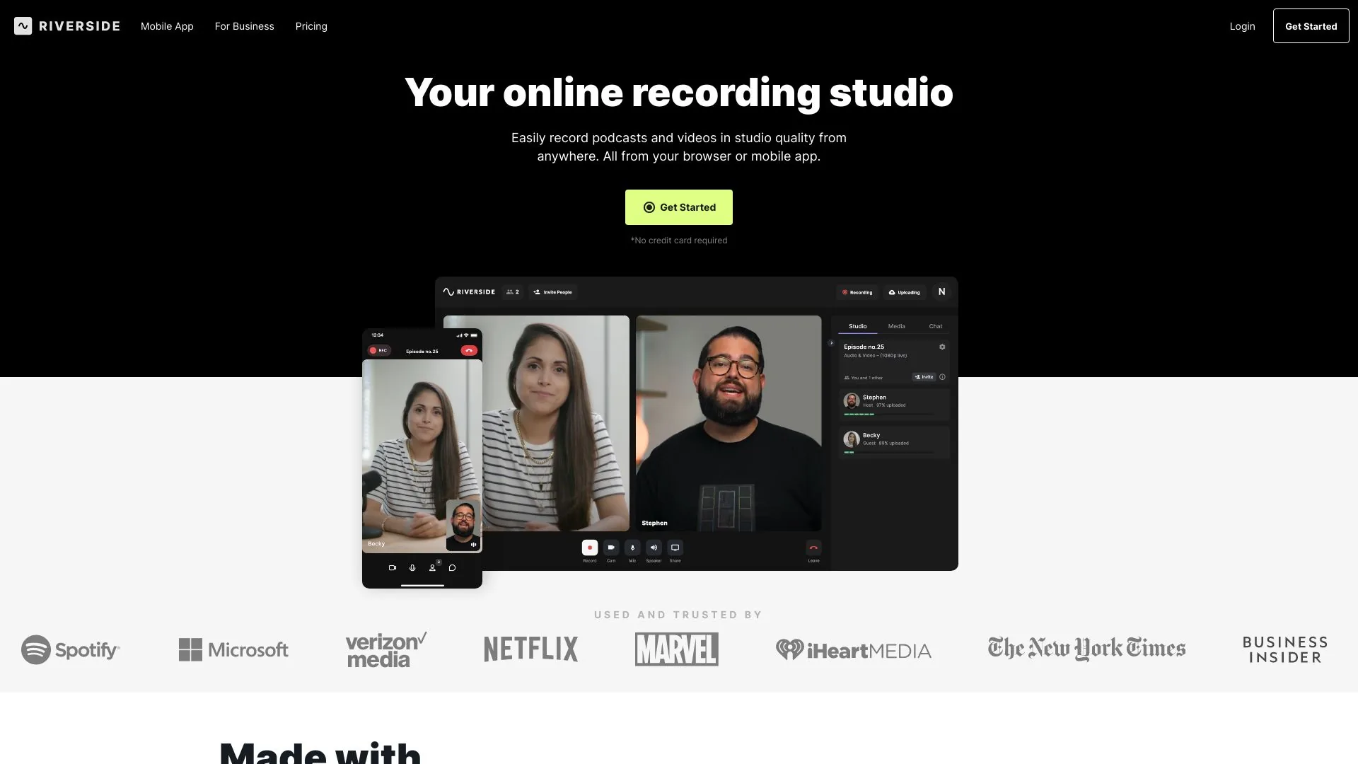 Riverside.fm screenshot