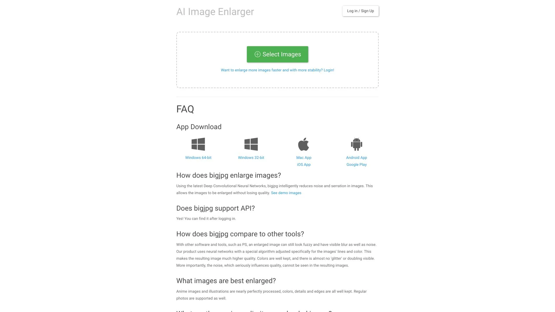 Bigjpg screenshot