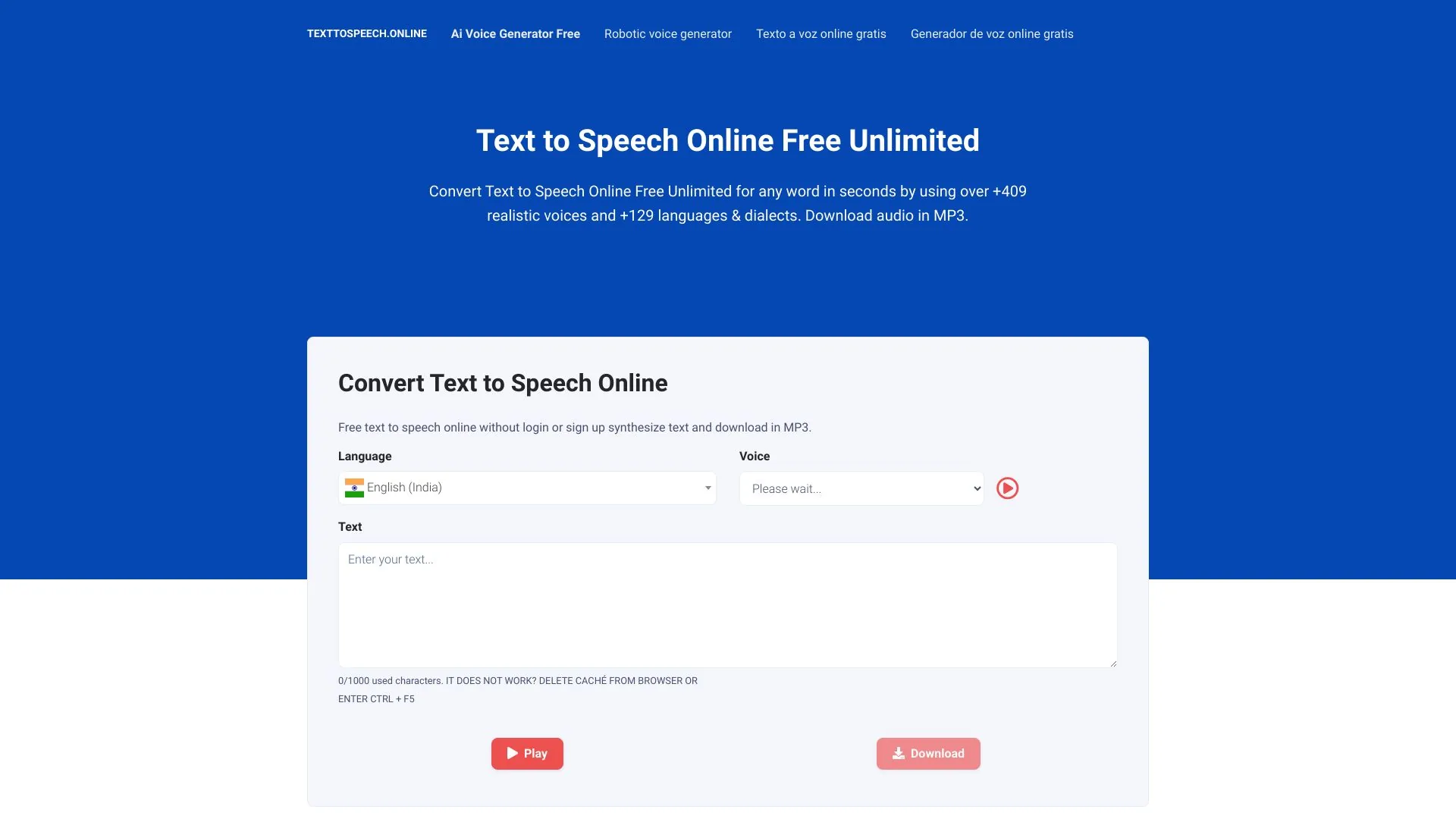 Text to Speech Online screenshot