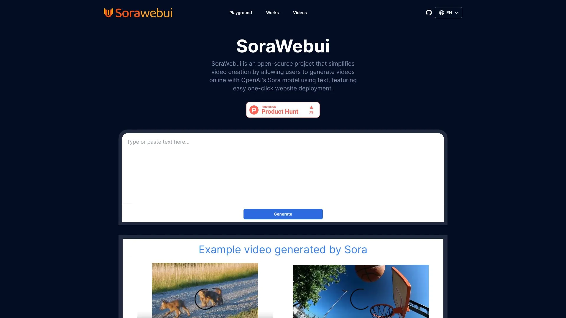 SoraWebui screenshot