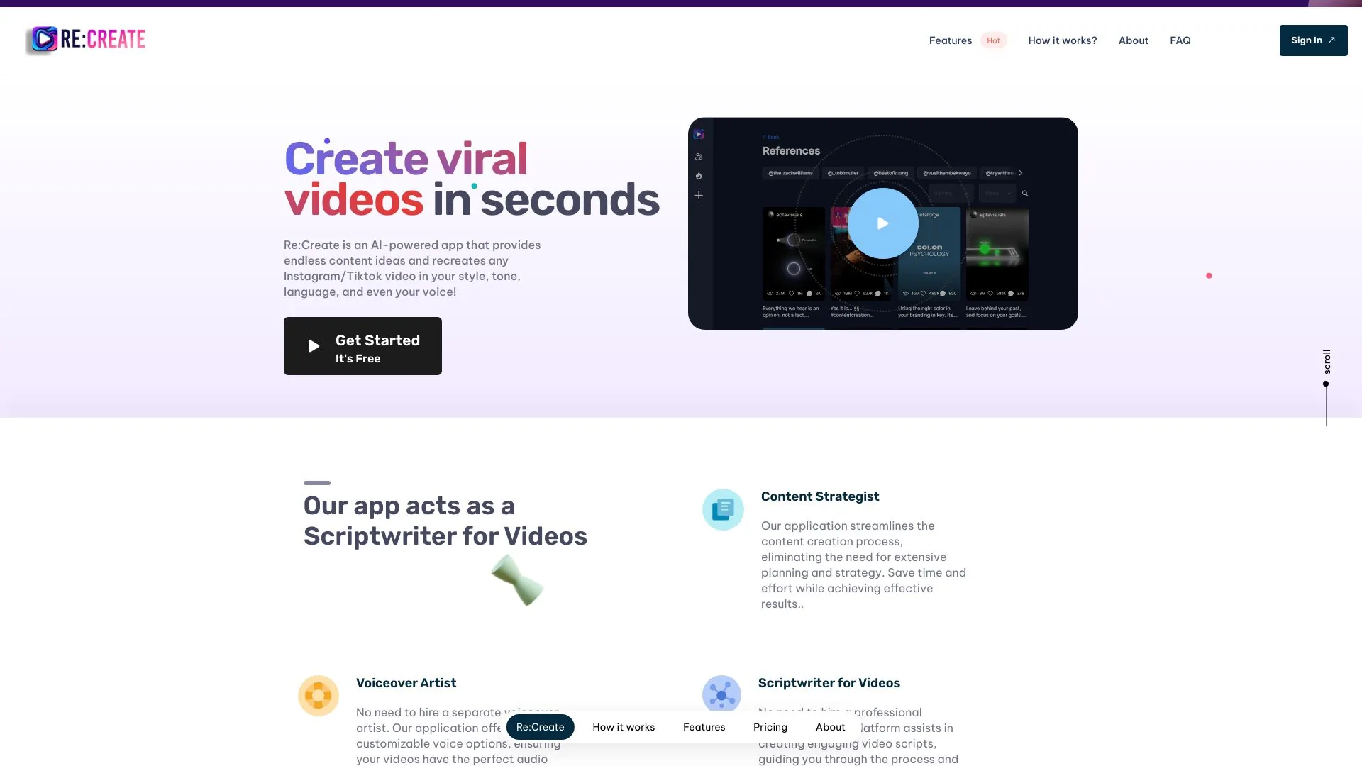 RE:Create Video screenshot