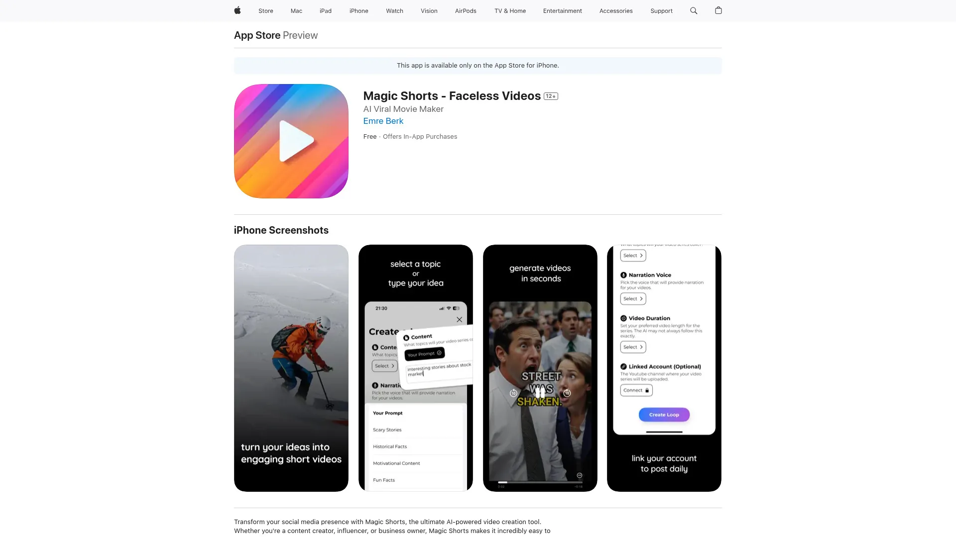 Magic Shorts - Faceless Videos screenshot