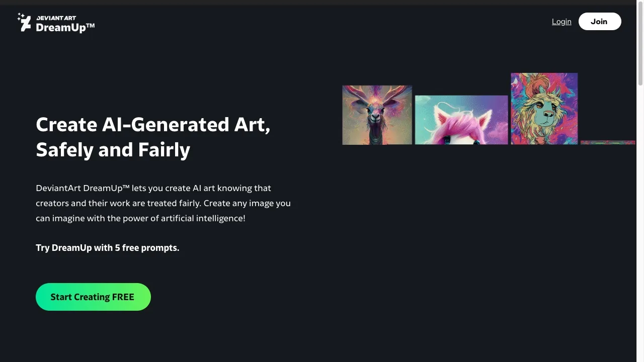 DreamUp by DeviantArt screenshot