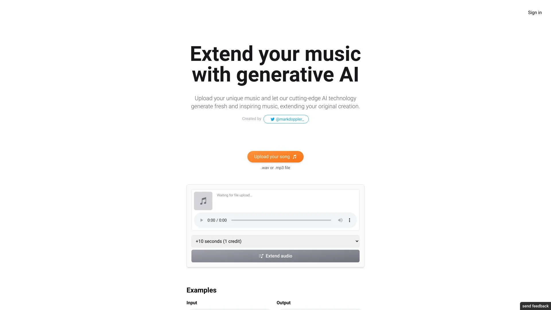 ExtendMusic.AI screenshot