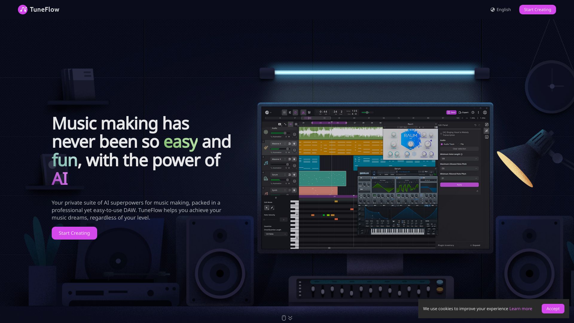 TuneFlow - AI-powered intelligent music creation platform screenshot