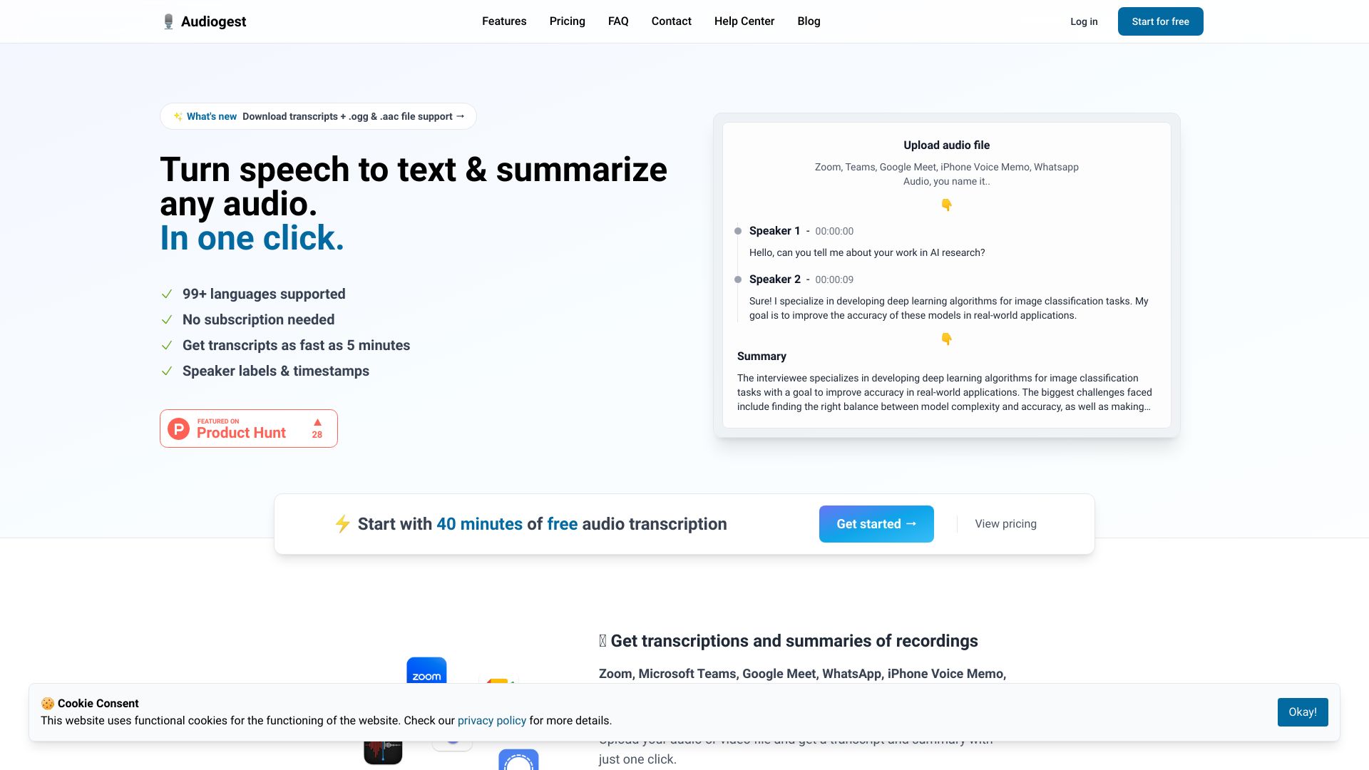 Audiogest screenshot