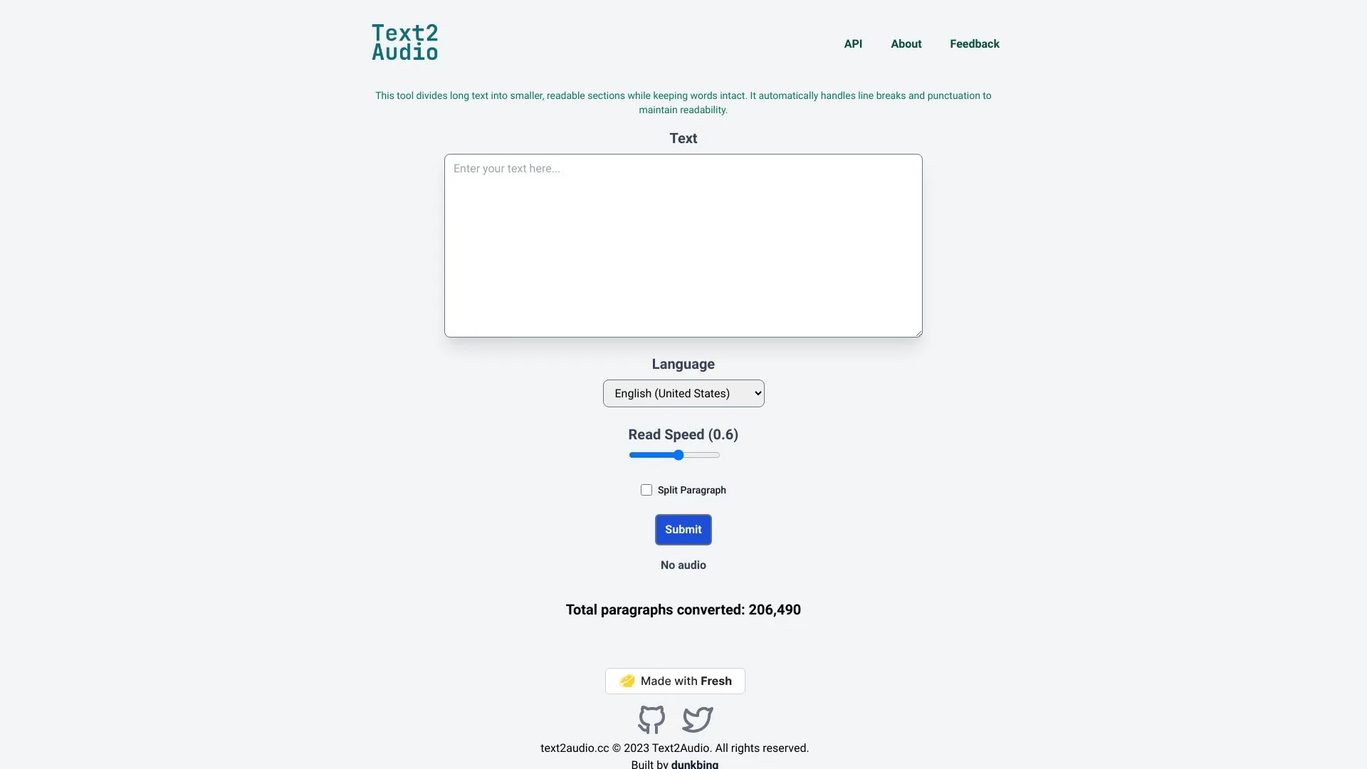 Text2Audio screenshot