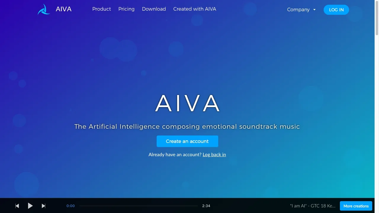AIVA - AI composes emotional soundtracks for you screenshot