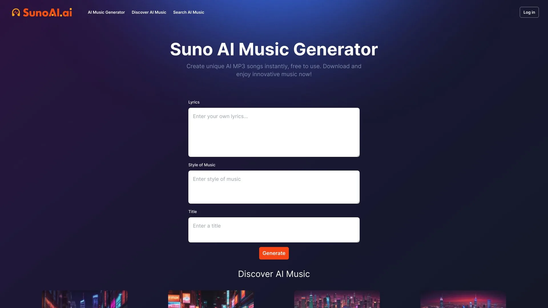 SunoAI.ai screenshot