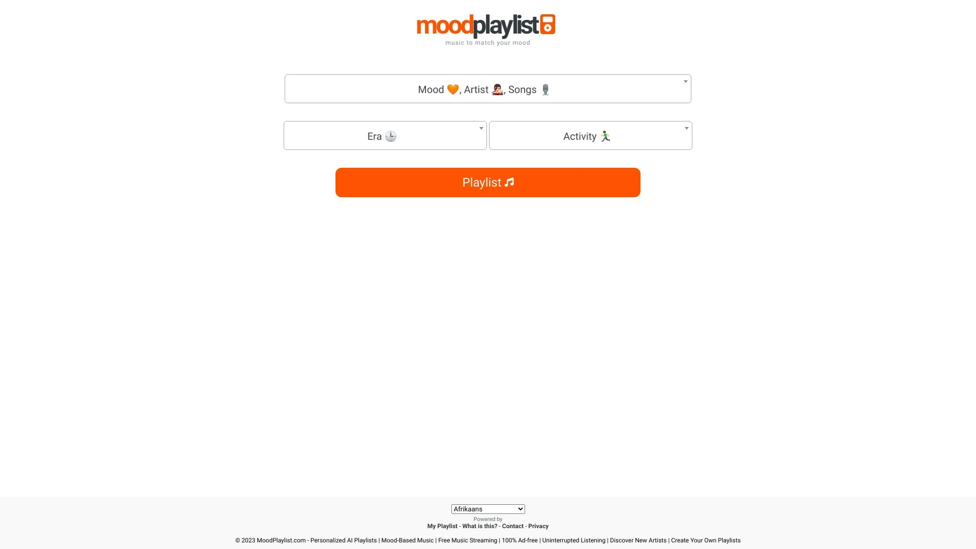Moodplaylist - AI Powered Playlists screenshot