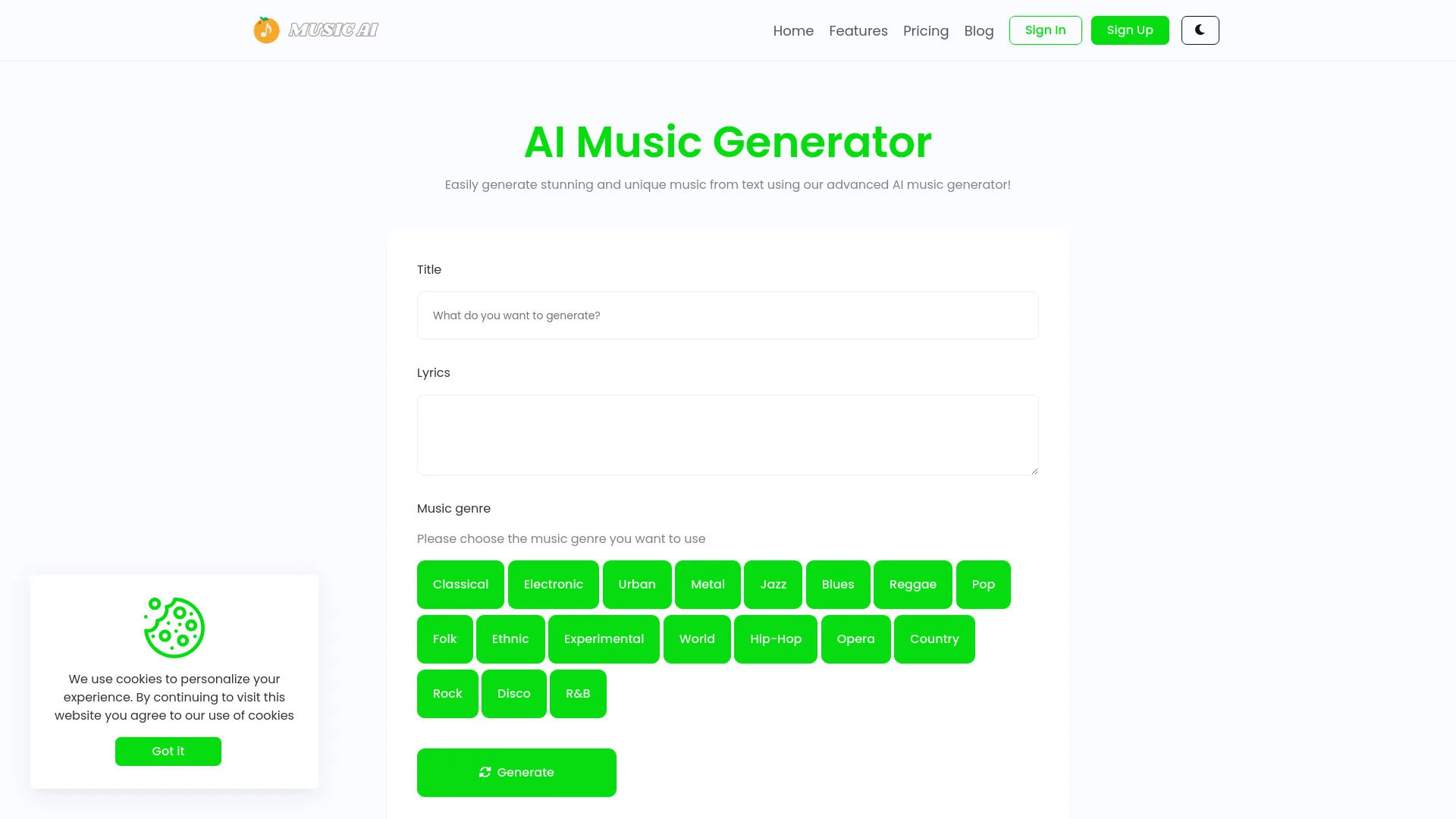 Music AI screenshot
