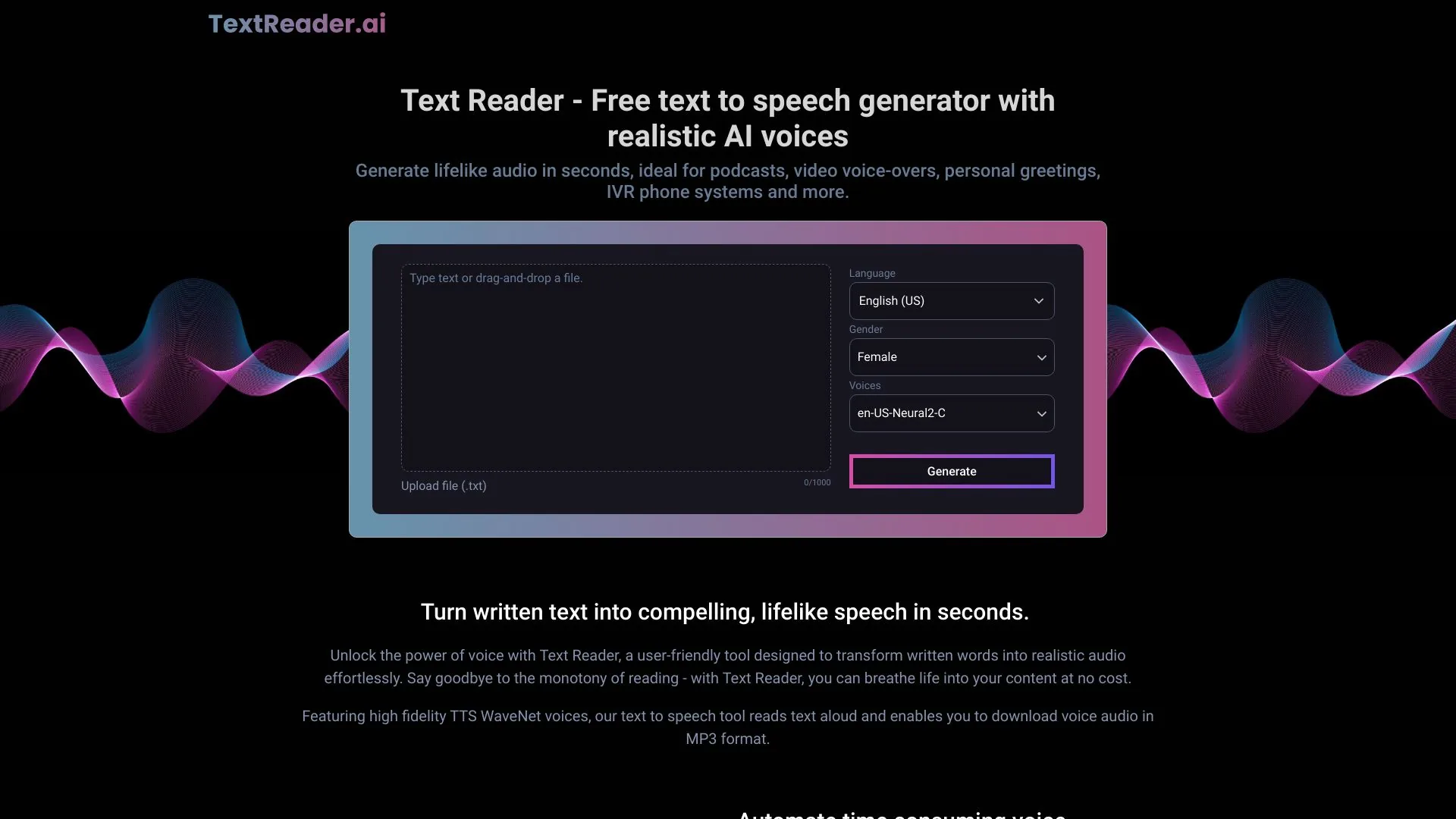 Text Reader screenshot