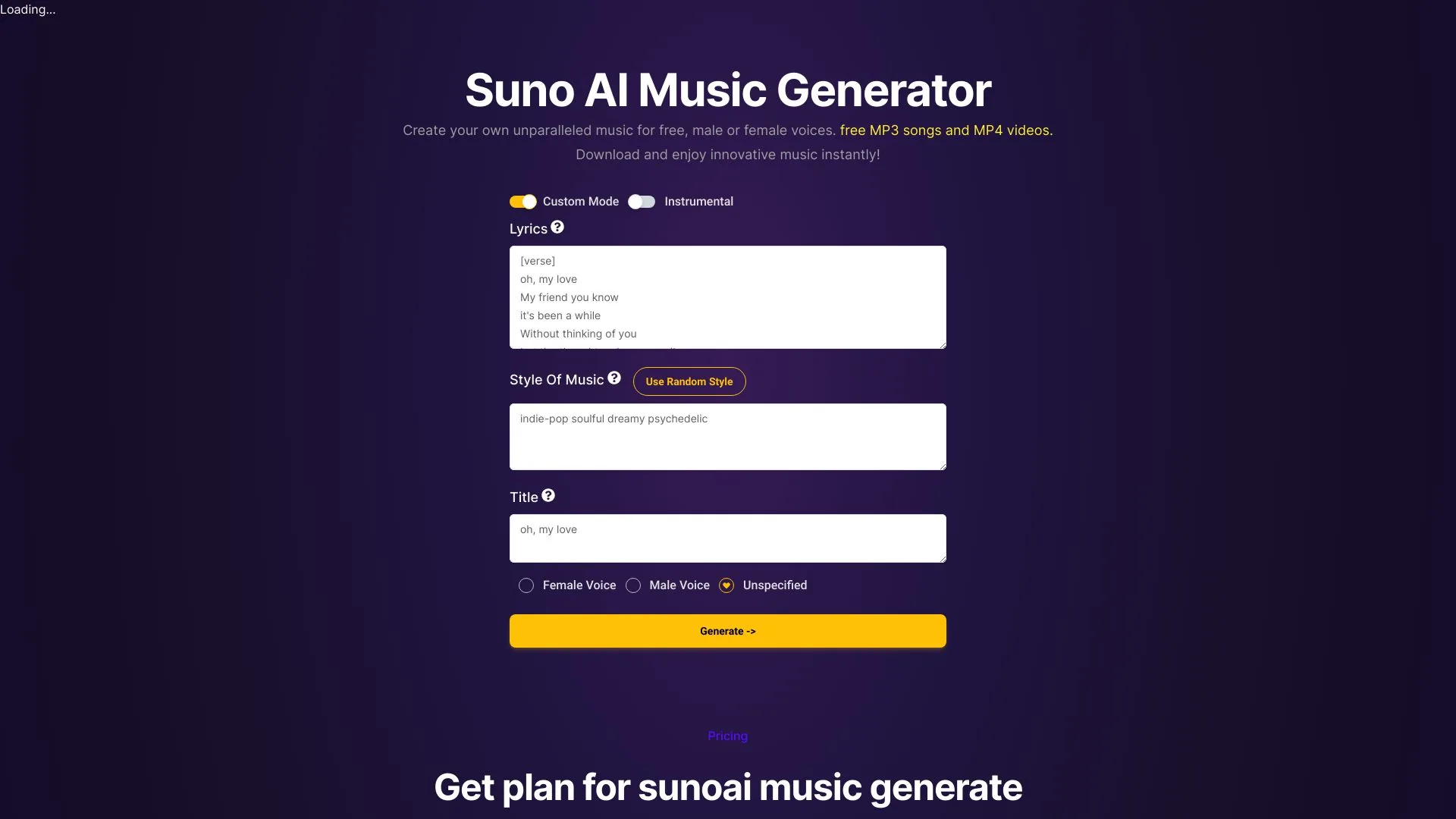 Suno AI Music Generator By SunoAI screenshot
