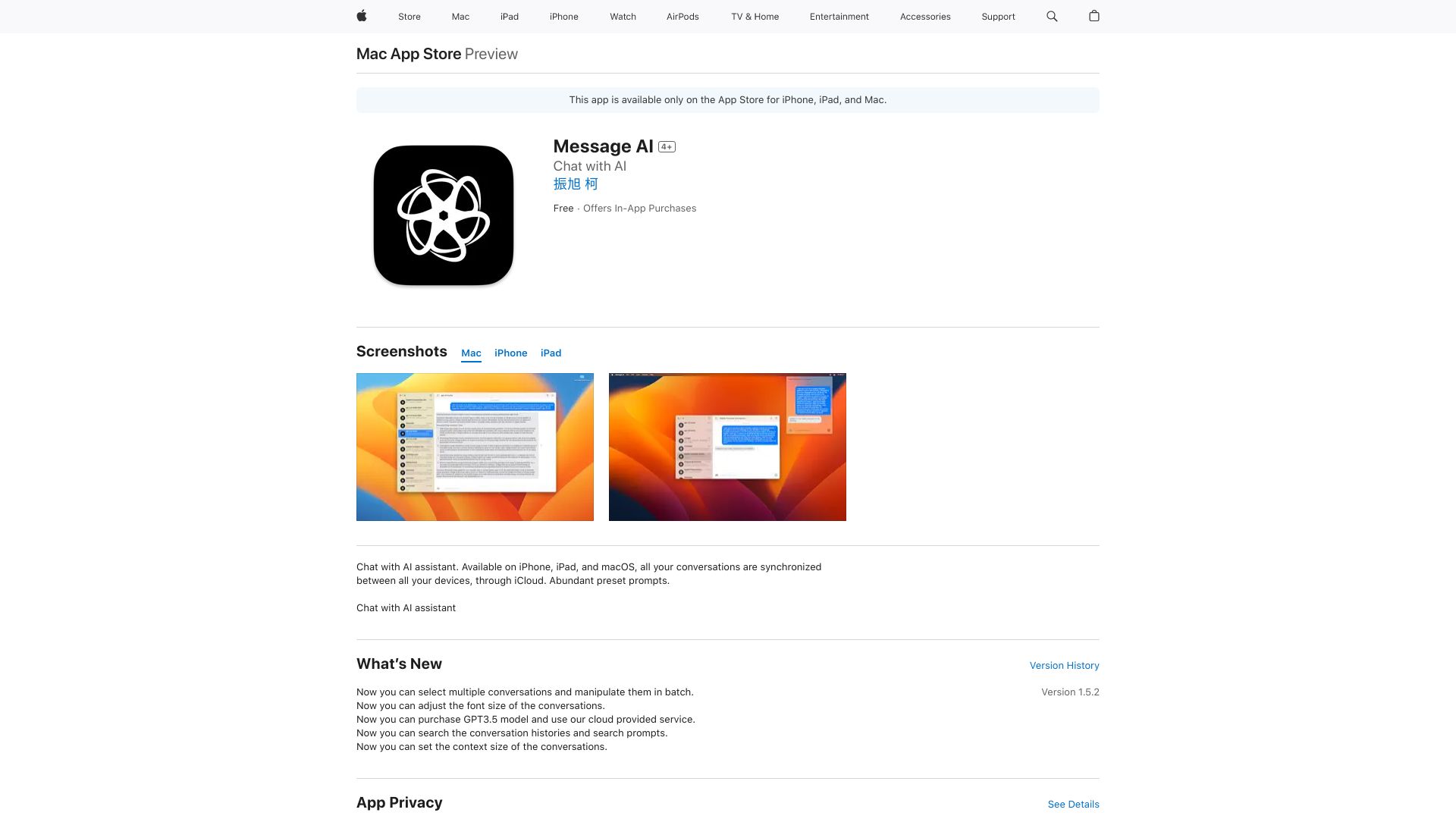 ChatGPT Cross-Platform App screenshot