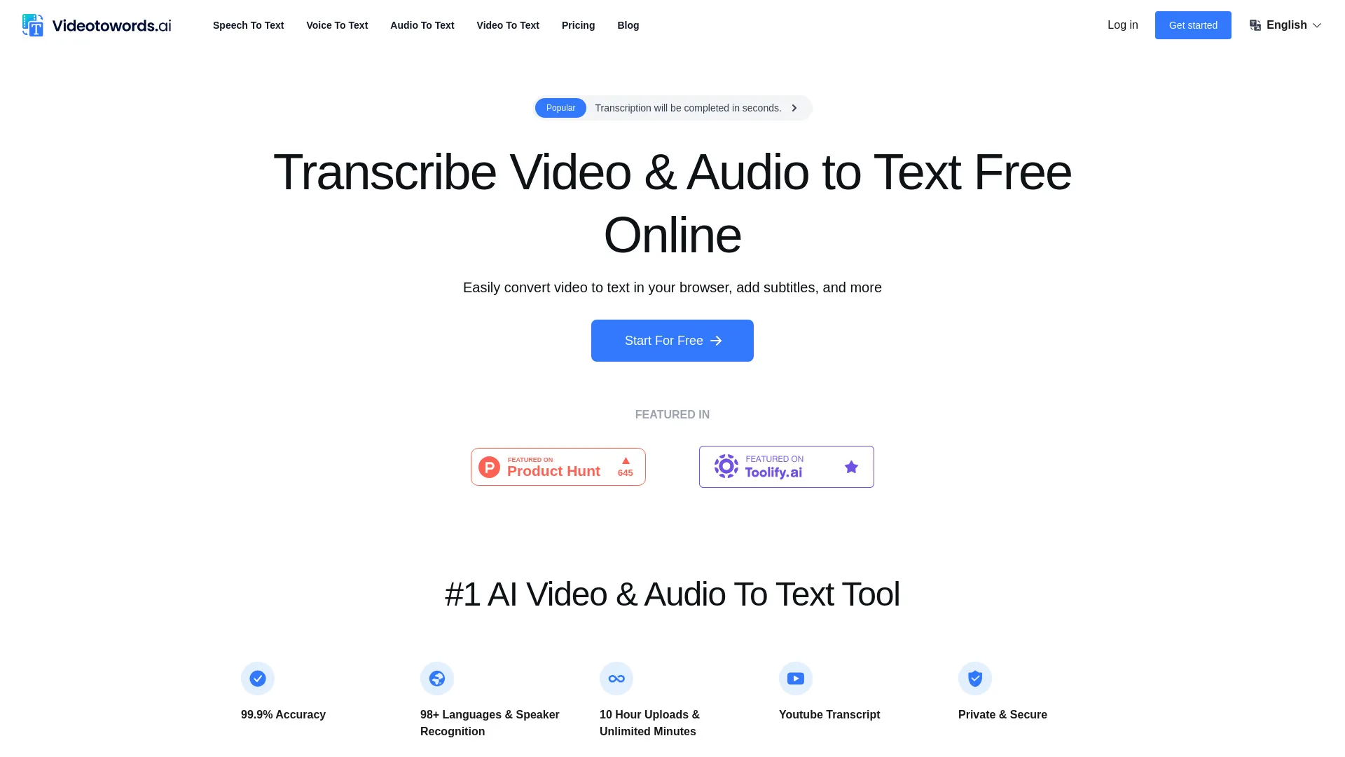 VideoToWords AI screenshot