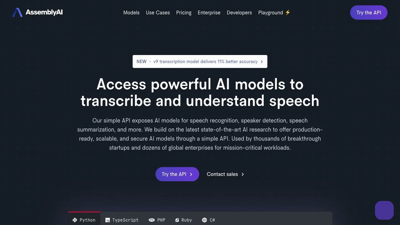 AssemblyAI screenshot