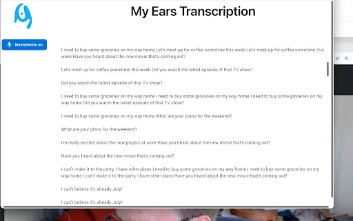 Tab Audio Transcription screenshot