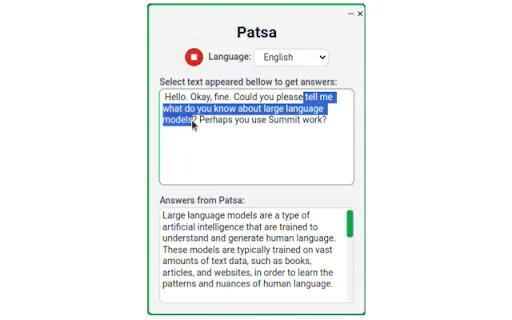 Patsa Extension screenshot