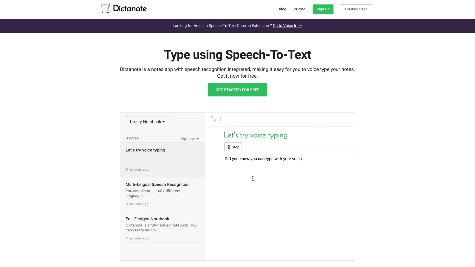 Dictanote screenshot