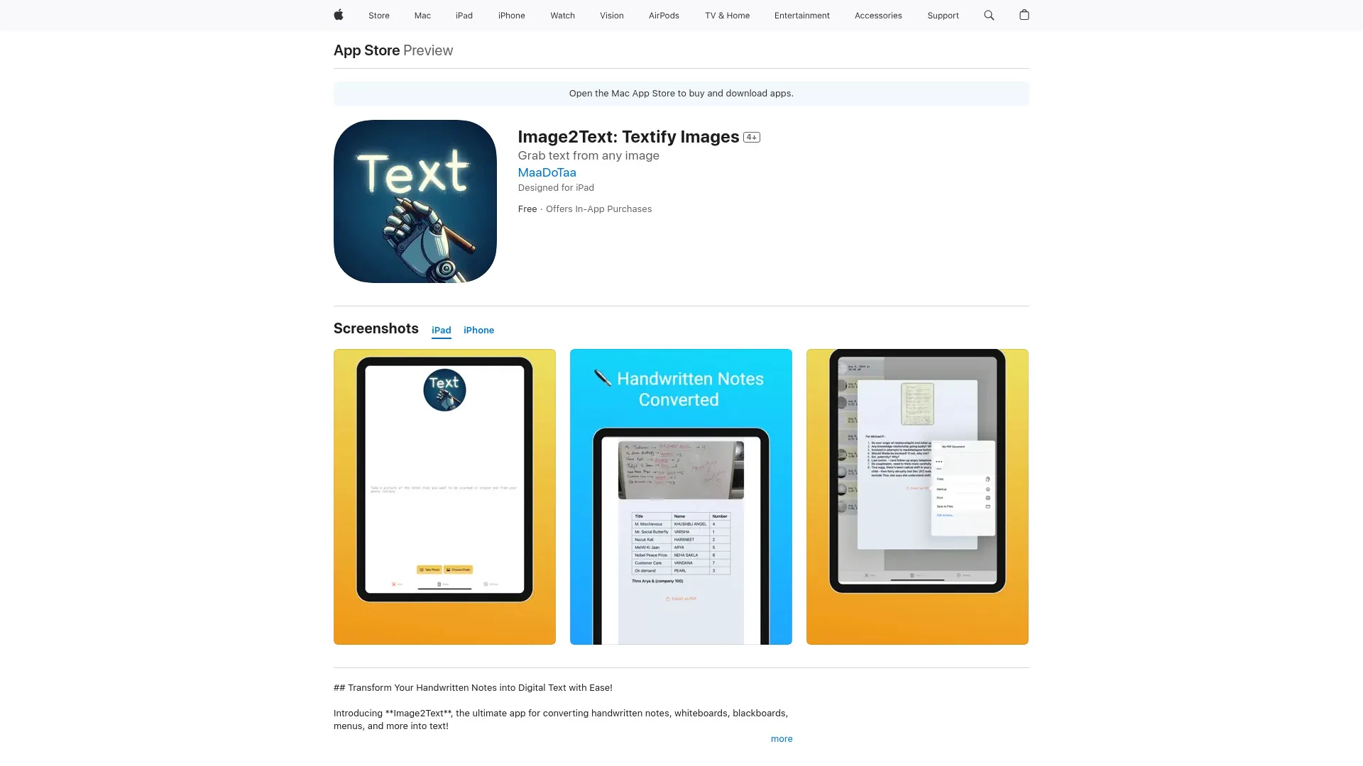 Image2Text screenshot