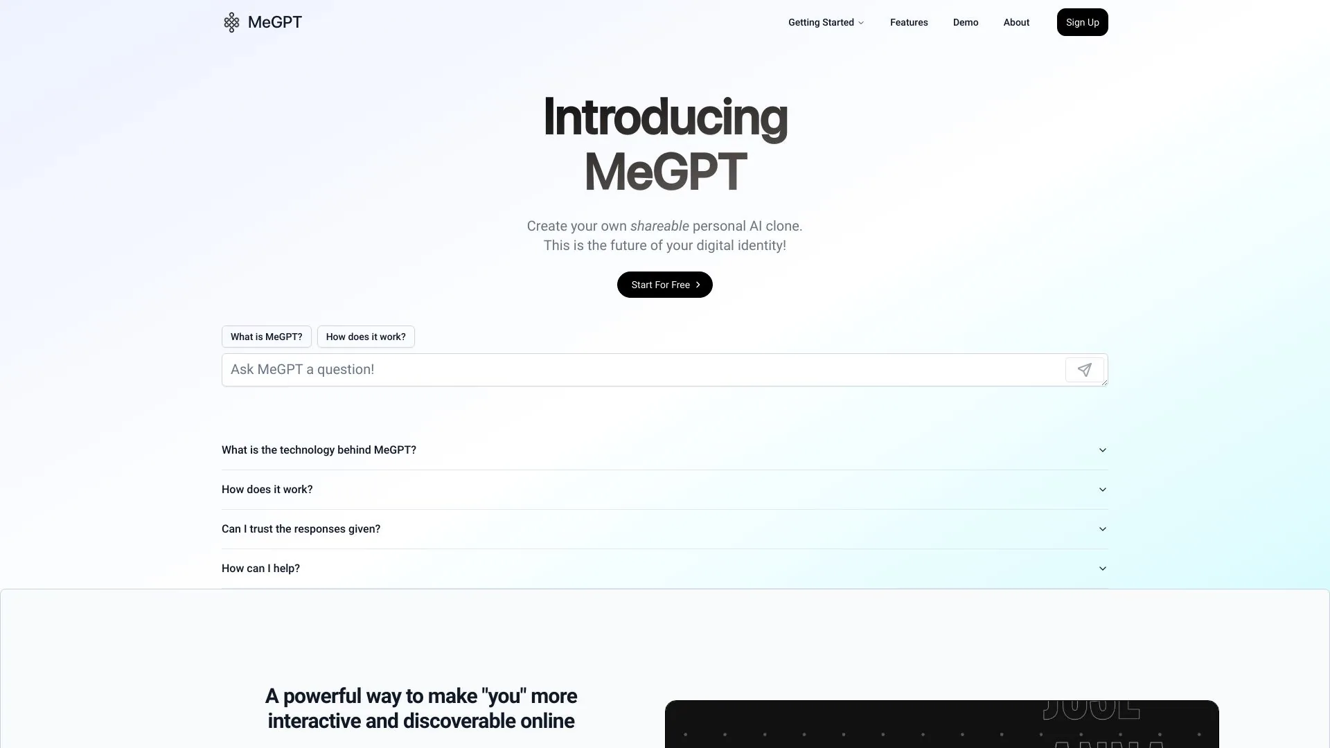 MeGPT screenshot