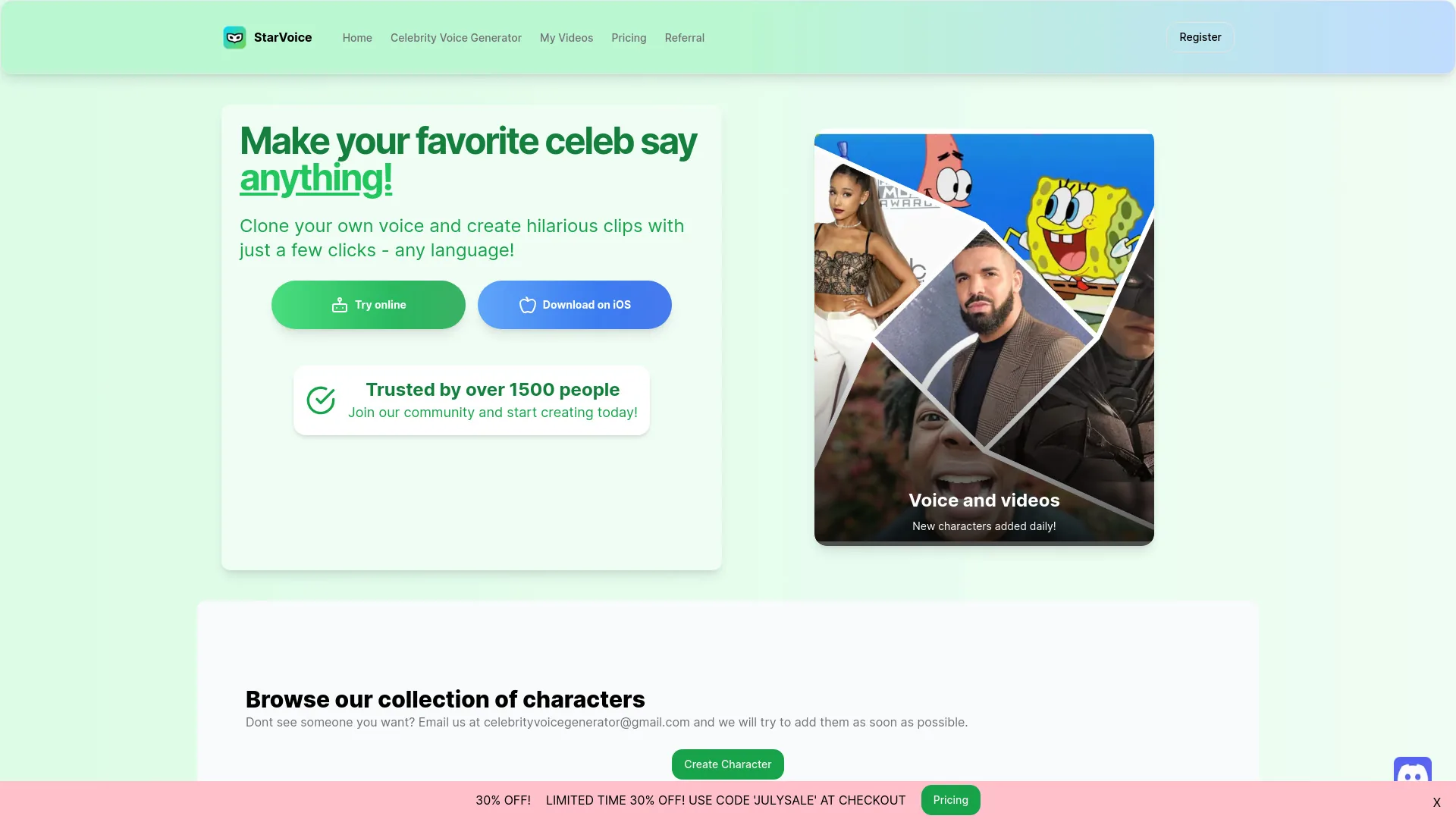 StarVoice | Celebrity Ai Voice Generator screenshot