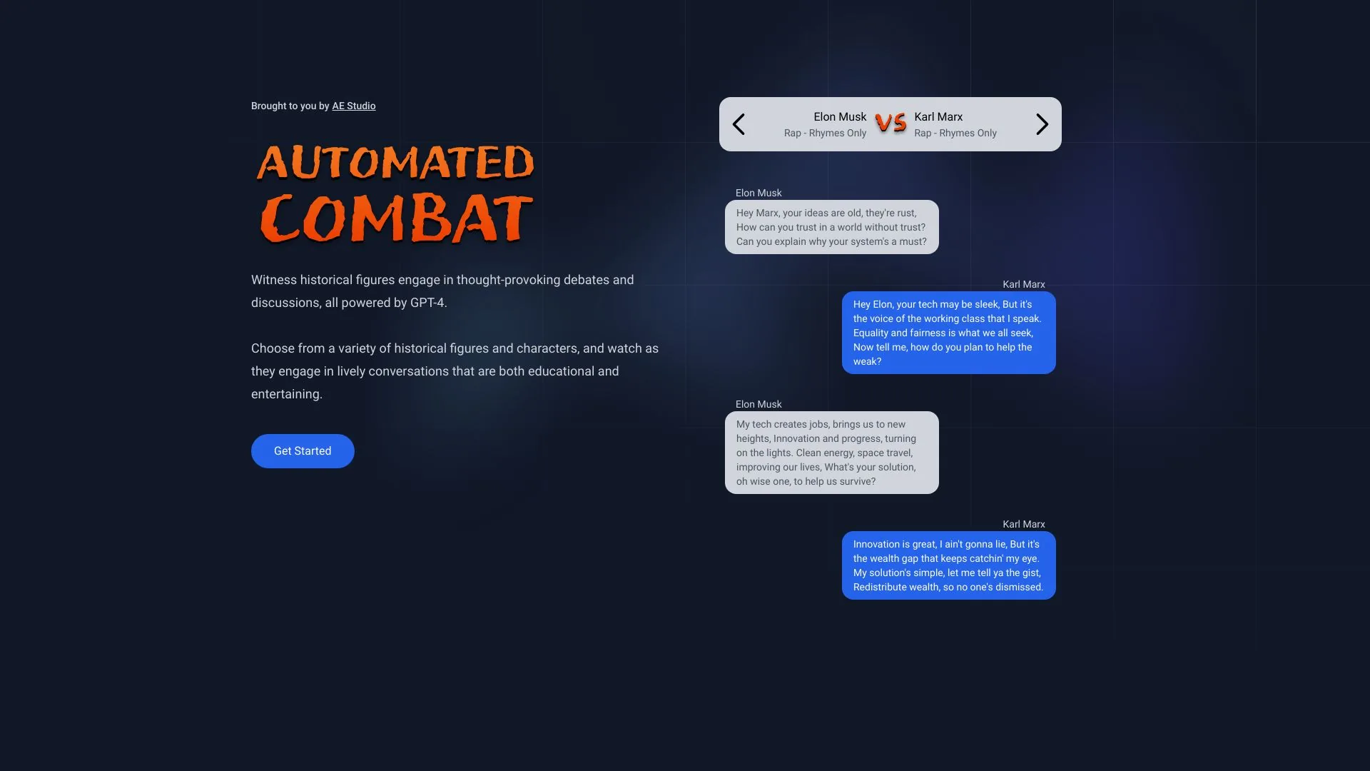Automated Combat - AI-Powered Historical Figure Debates screenshot