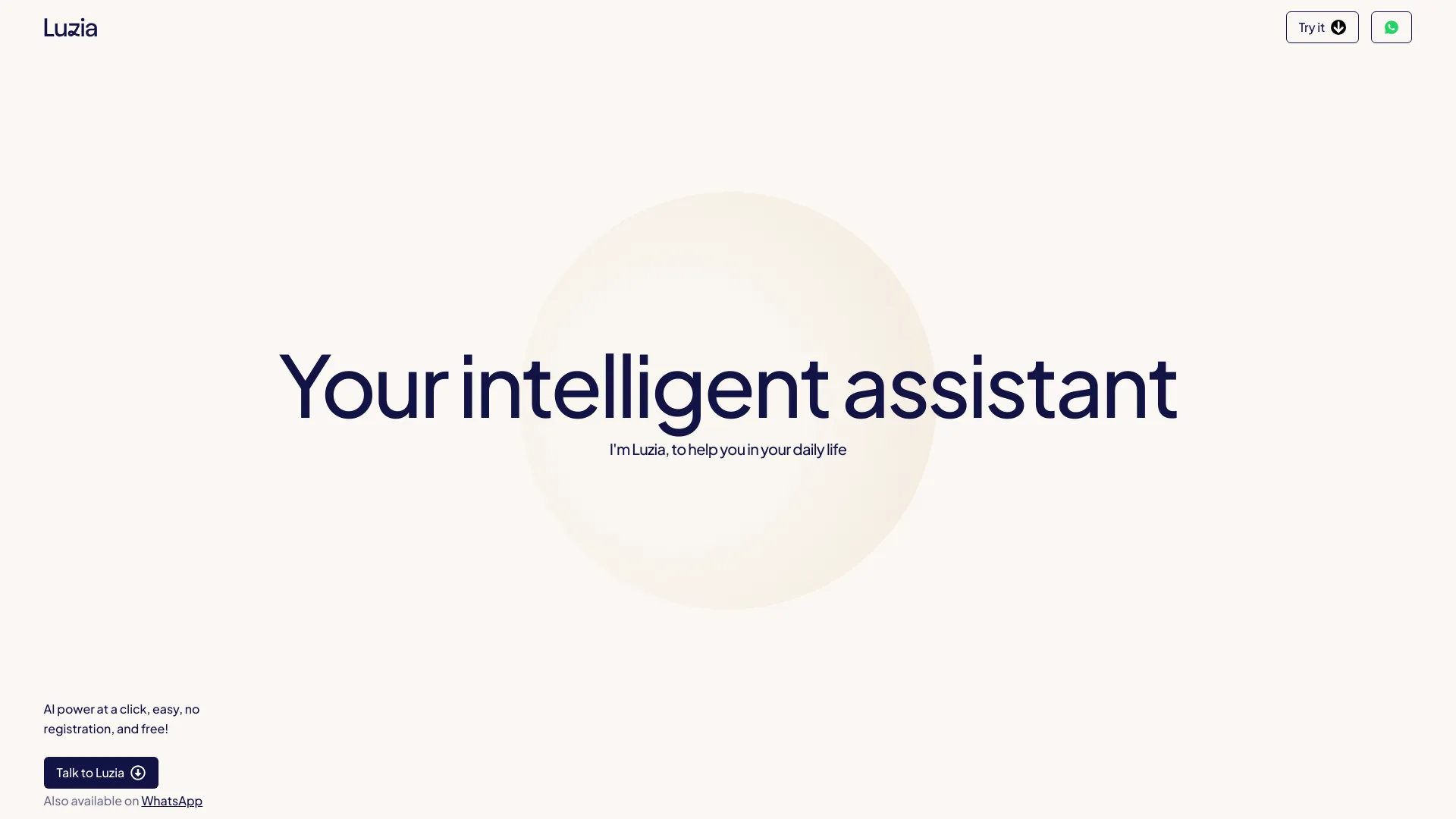 Luzia: Your intelligent assistant at a click screenshot