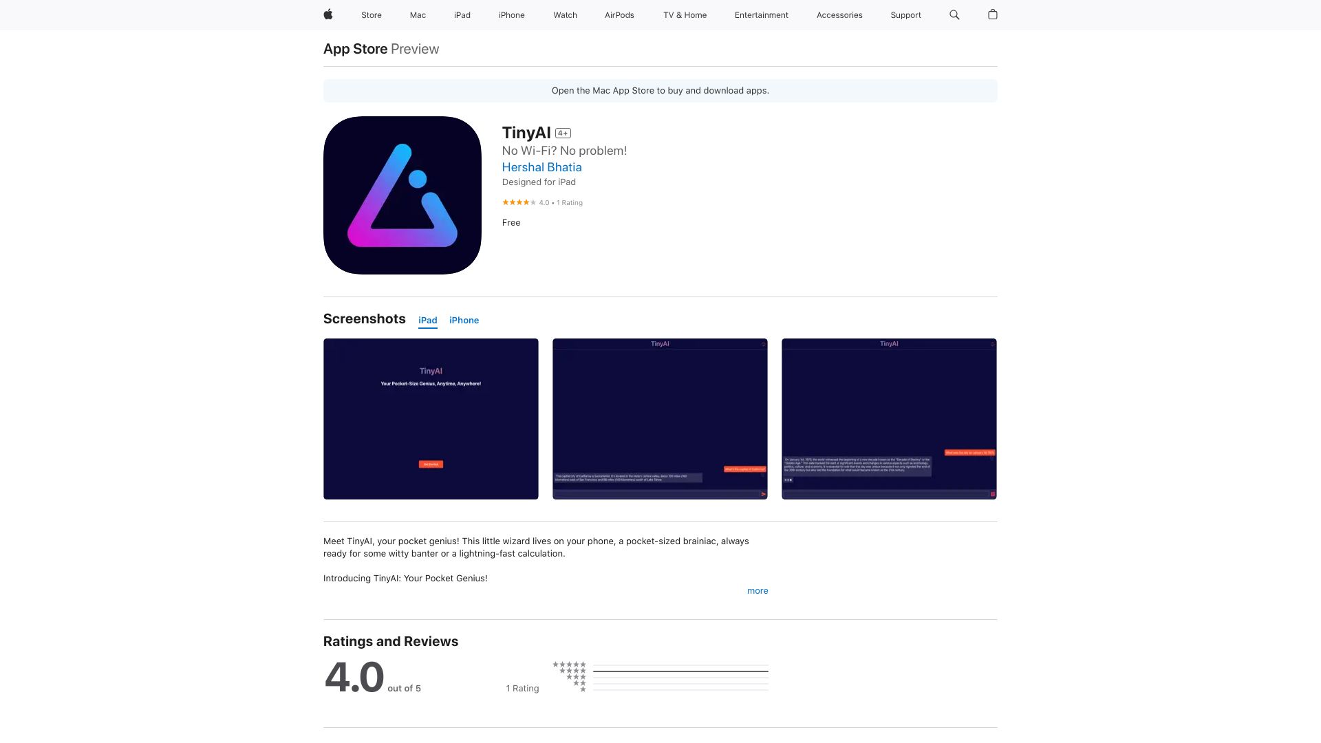TinyAI screenshot