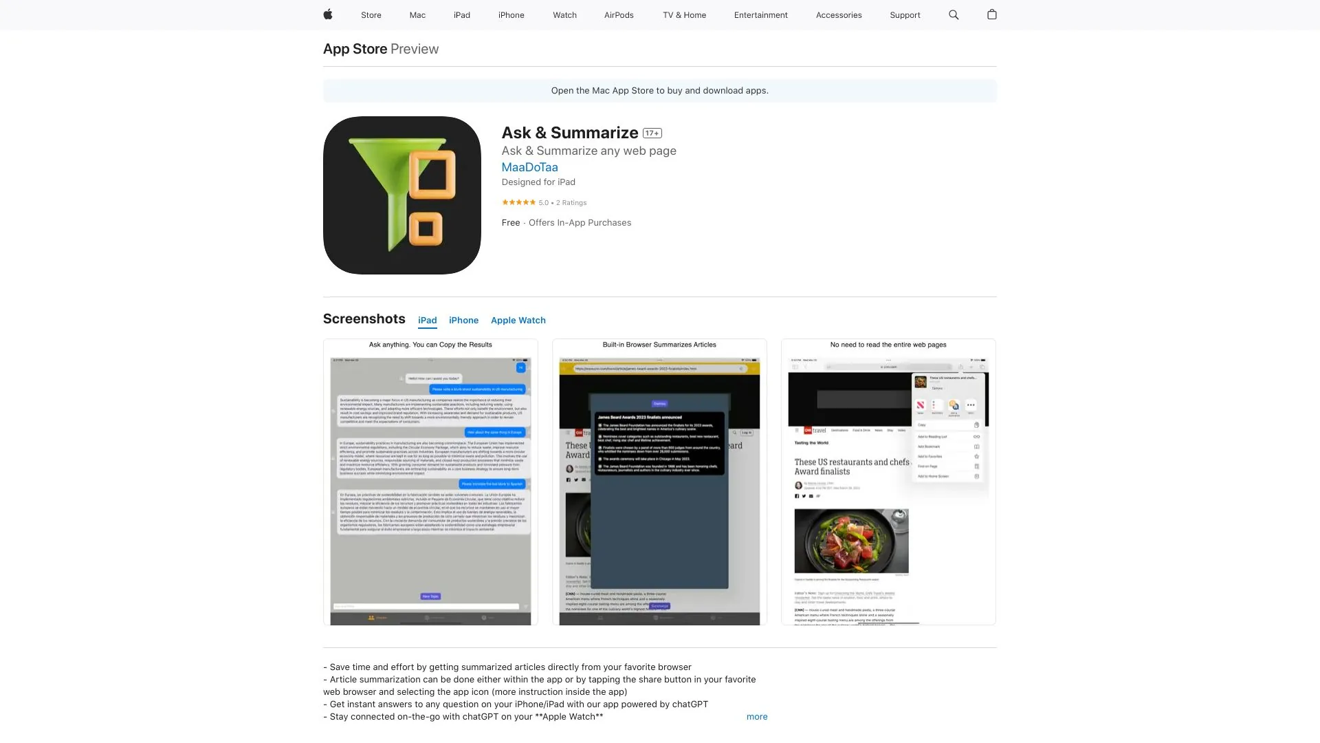 Summarator screenshot