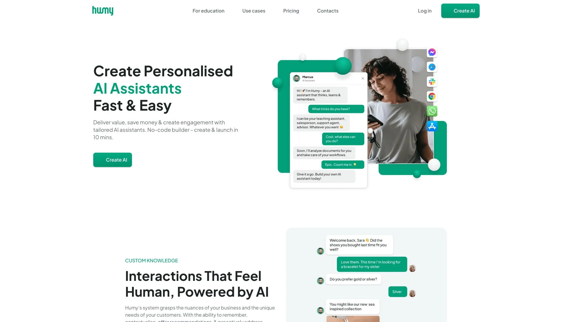 Humy.ai - Grow your business with AI assistants screenshot