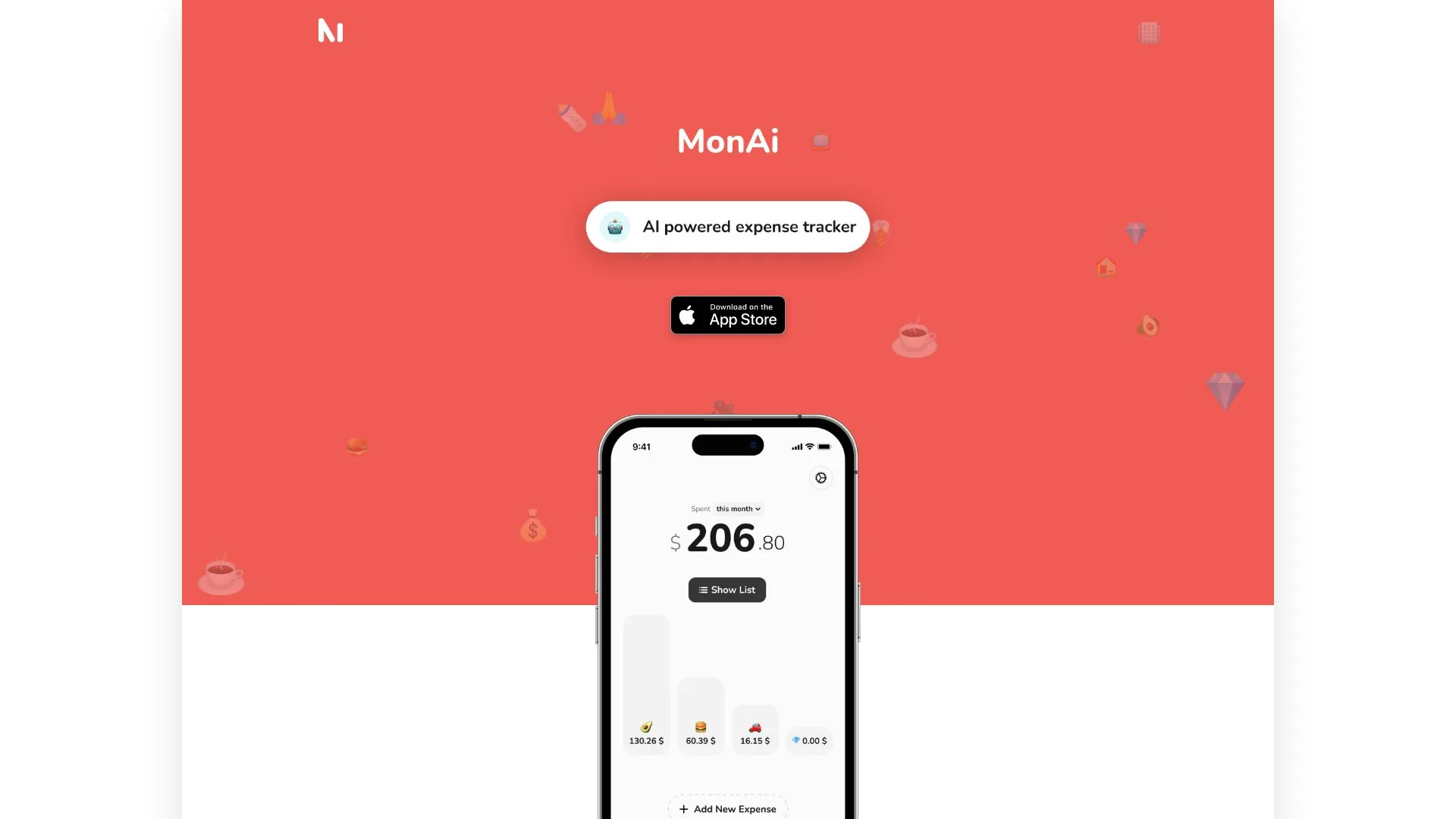 MonAi - AI-Powered Expense Tracking App screenshot
