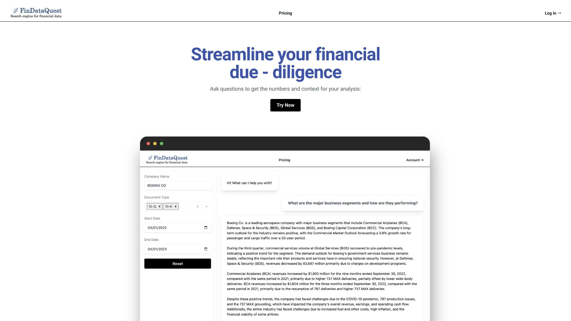 Findataquest screenshot