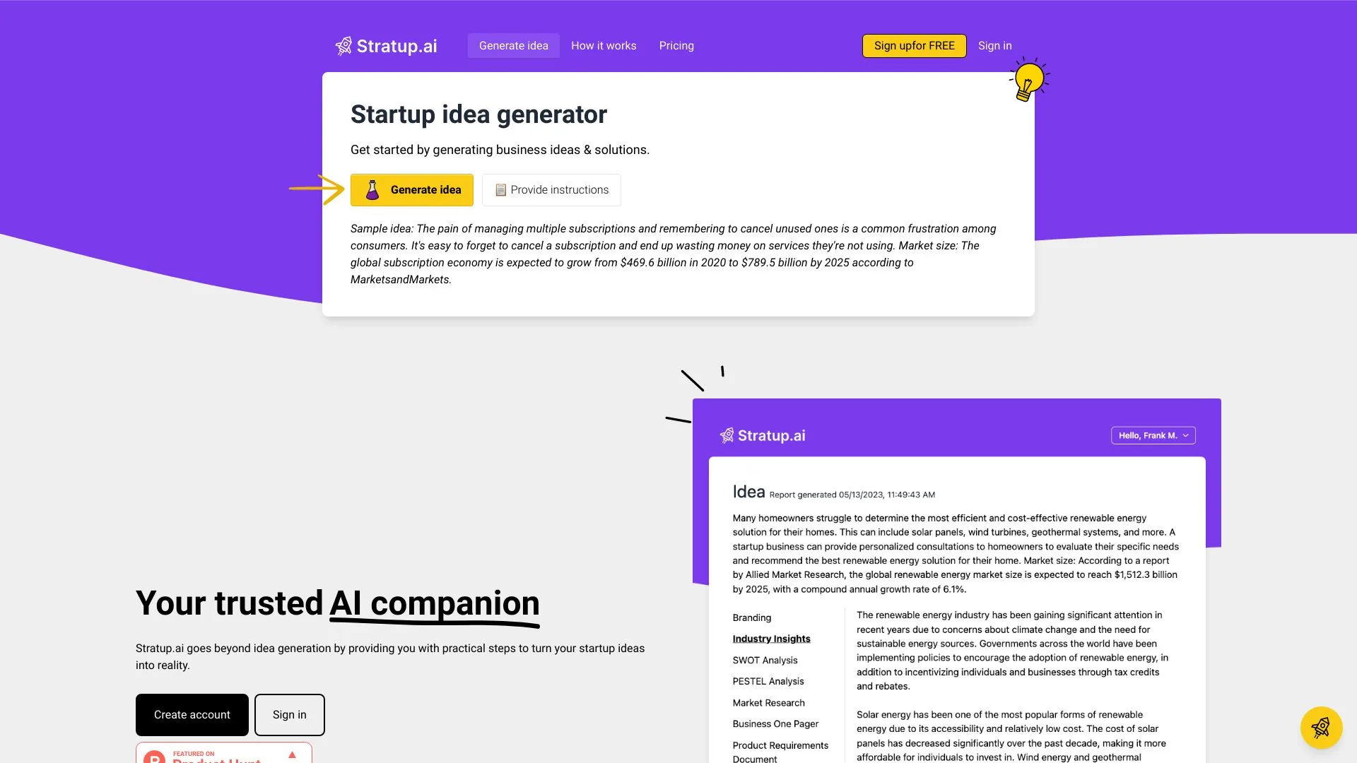 Stratup.ai screenshot