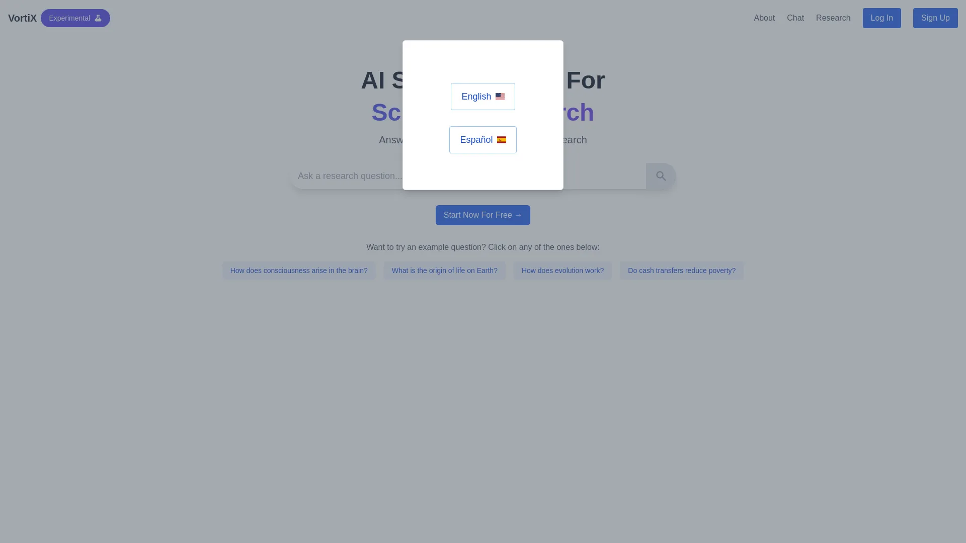 Vortex AI Search Engine screenshot