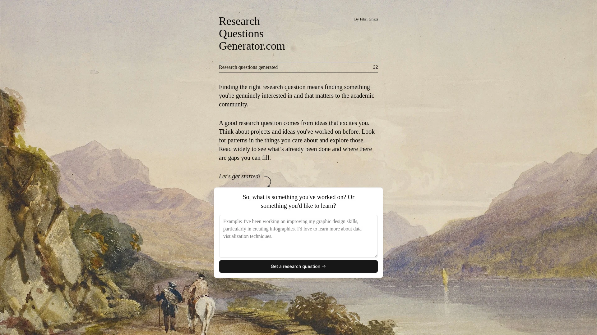 Research Topics Generator screenshot