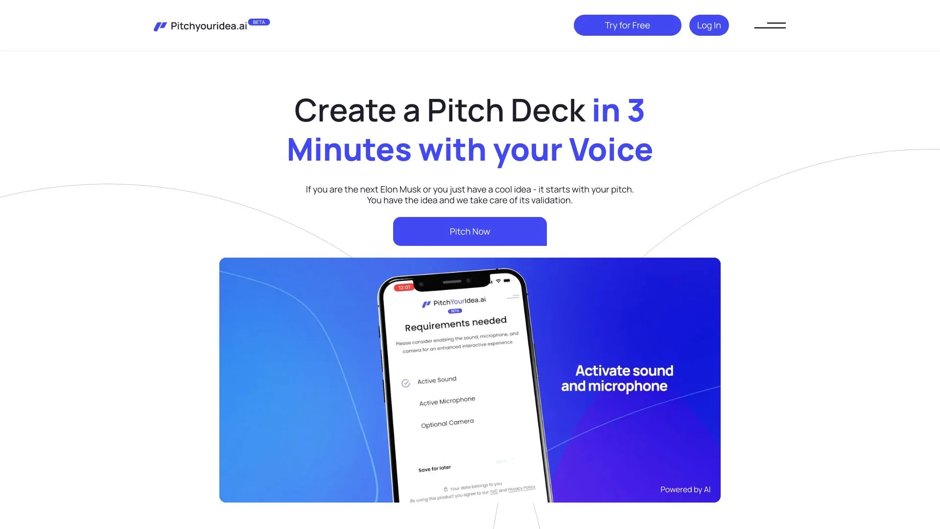 Pitchyouridea.ai screenshot
