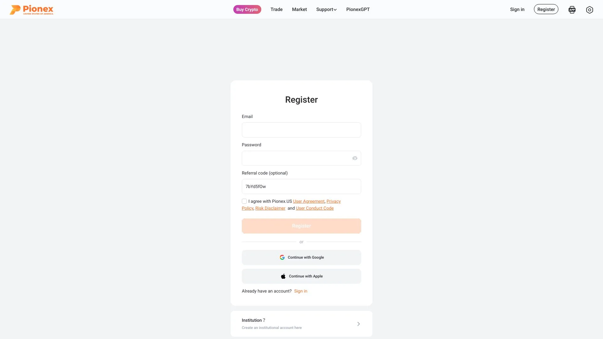 Pionex screenshot