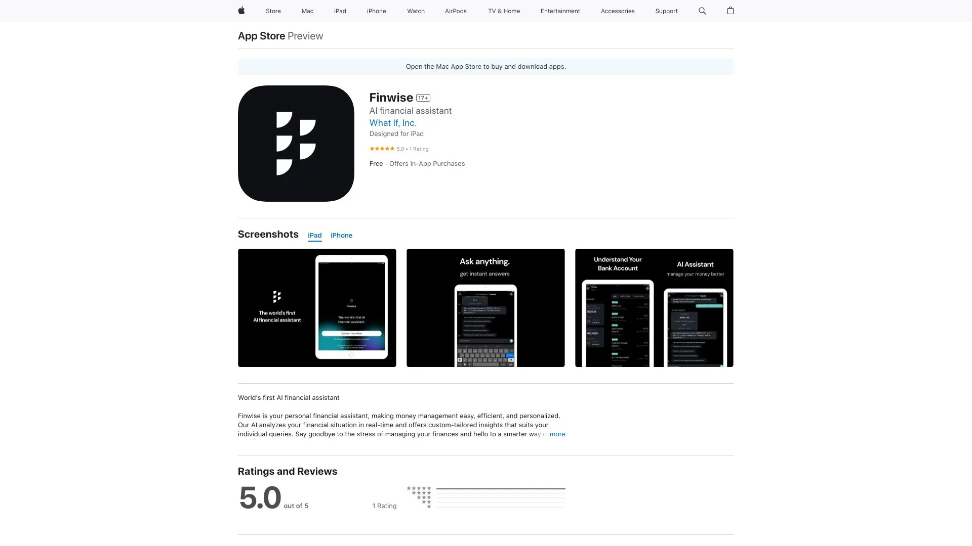 Finwise screenshot