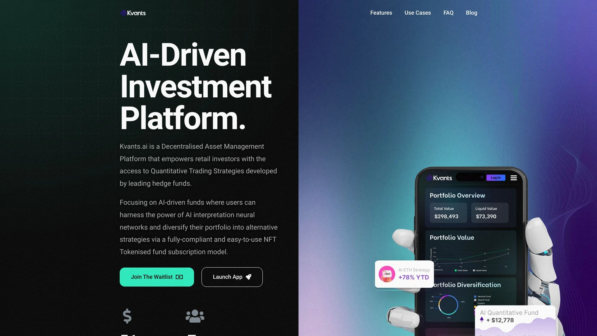 Kvants.AI - Decentralized Asset Management Platform screenshot