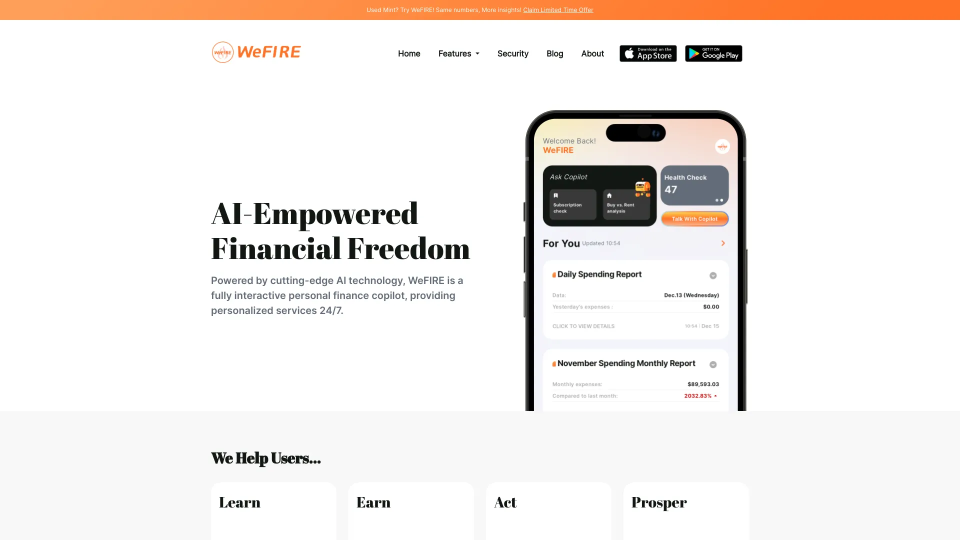 WeFIRE screenshot