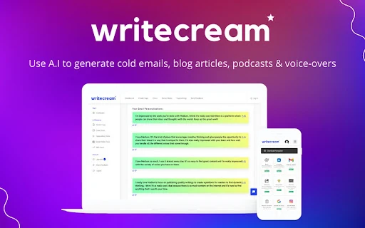 Writecream screenshot
