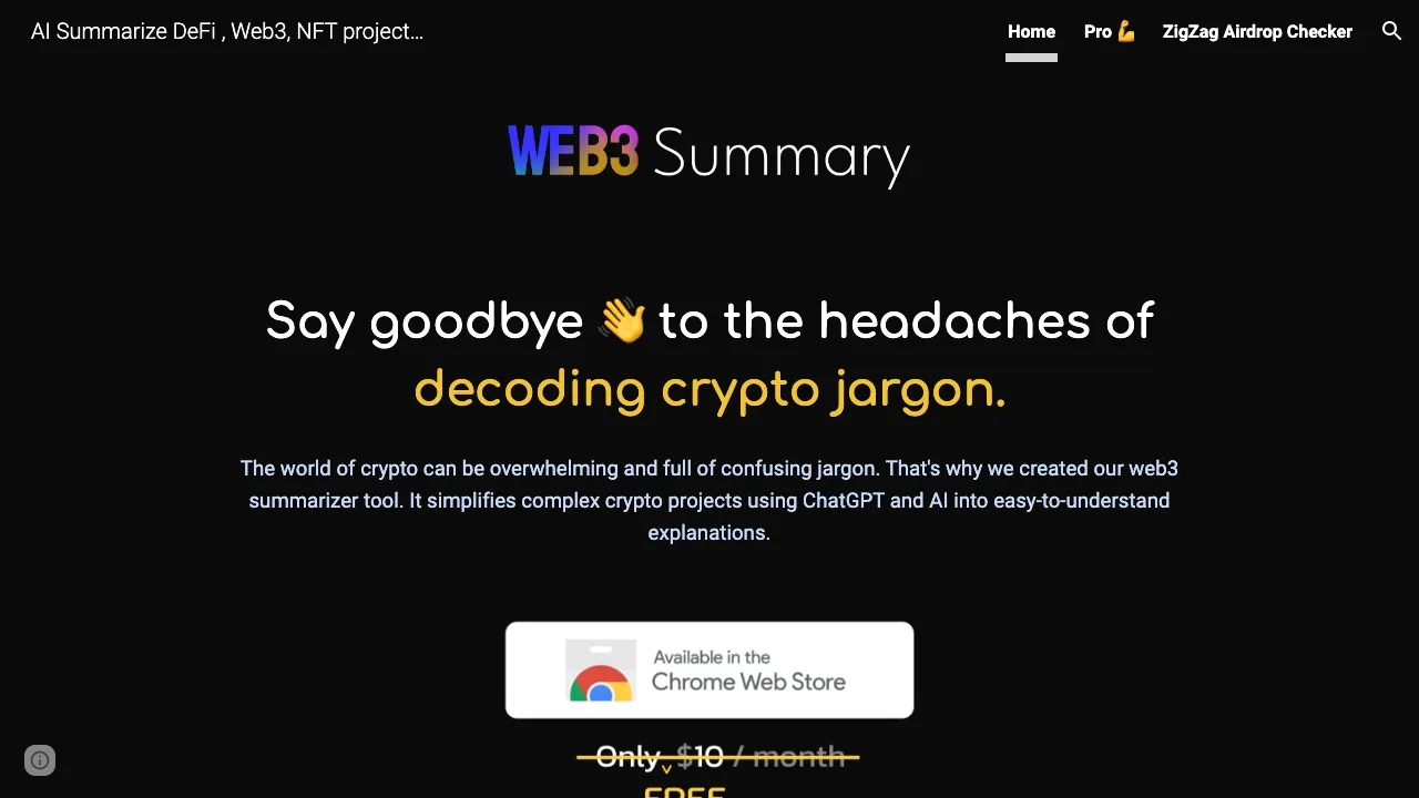 Web3 Summary screenshot