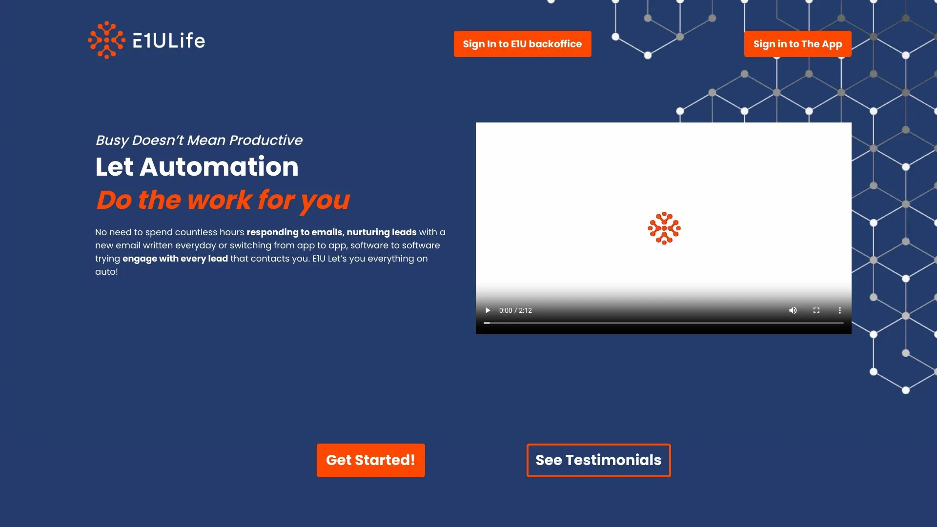 E1U Life All-in-one marketing platform screenshot