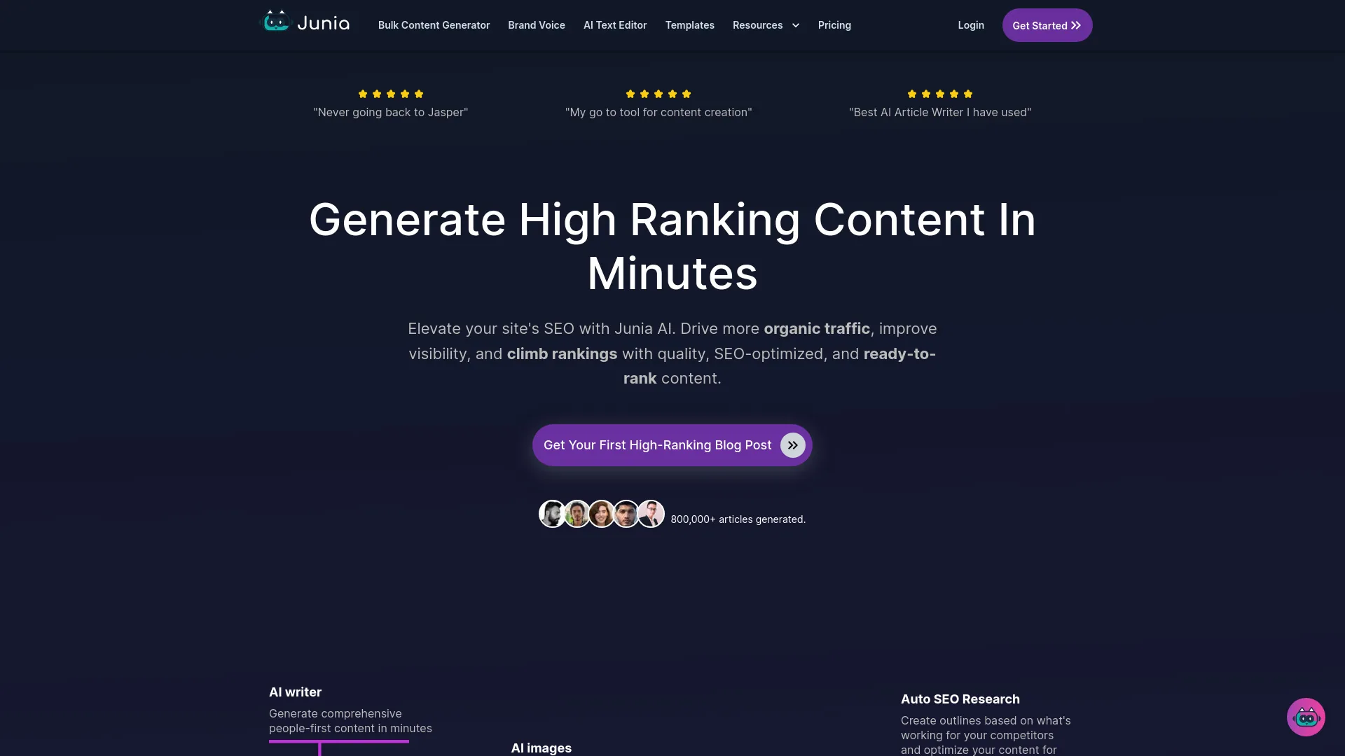 Junia AI screenshot