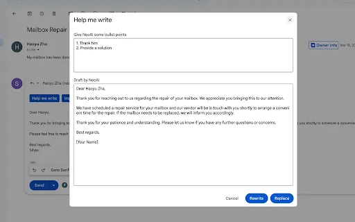 Neomanage Chrome Extension screenshot
