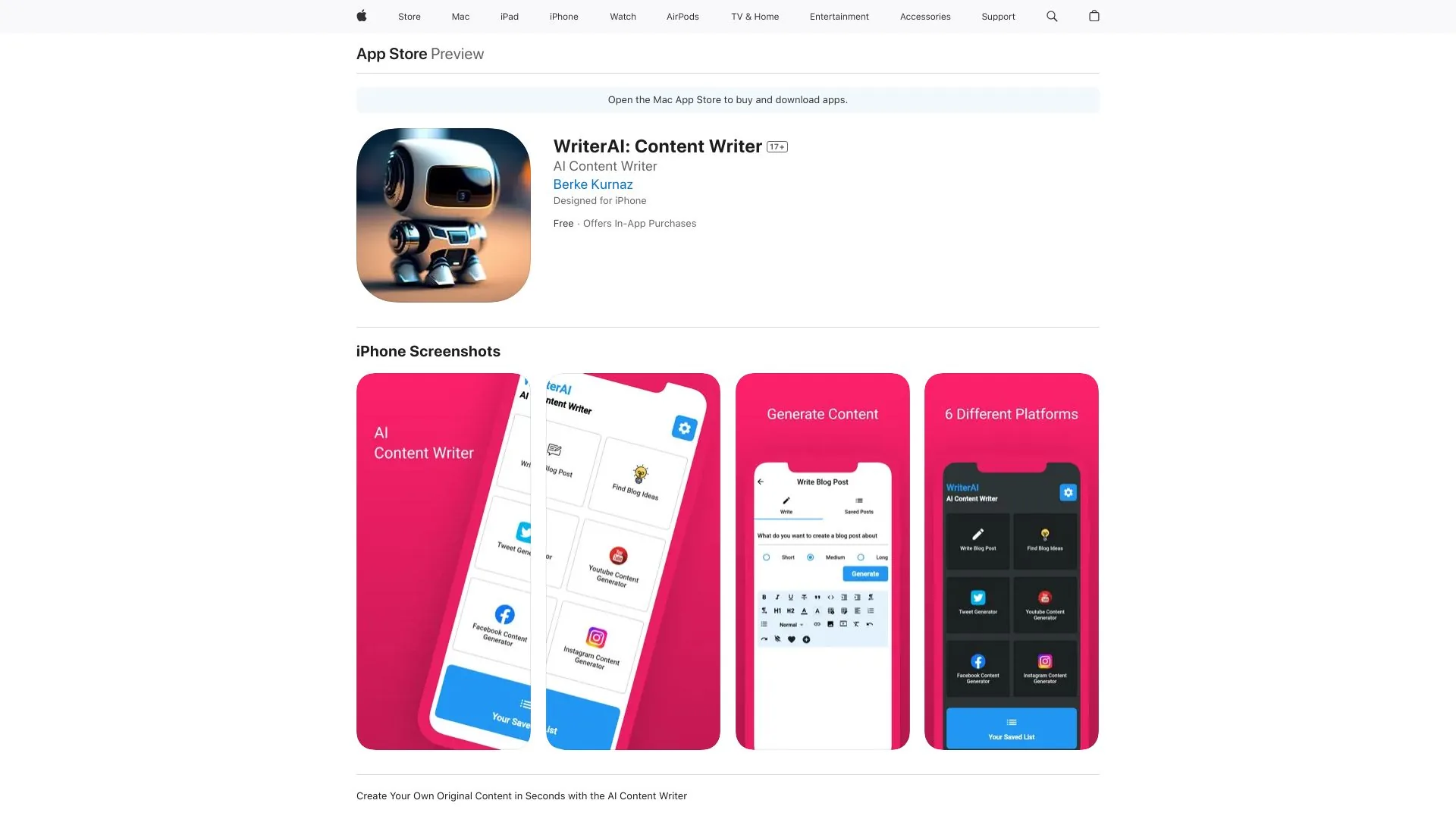 WriterAI screenshot