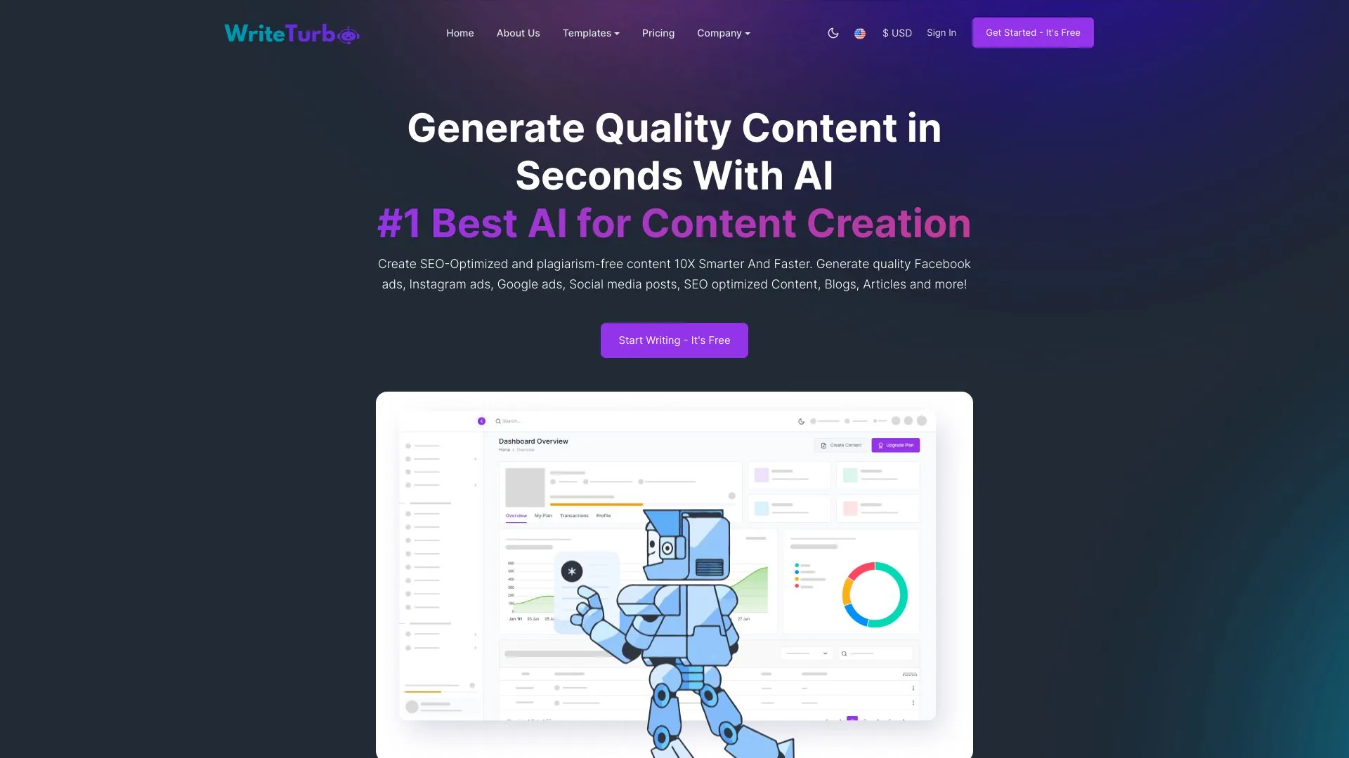 WriteTurbo - Best AI Copywriter and Content Generator screenshot